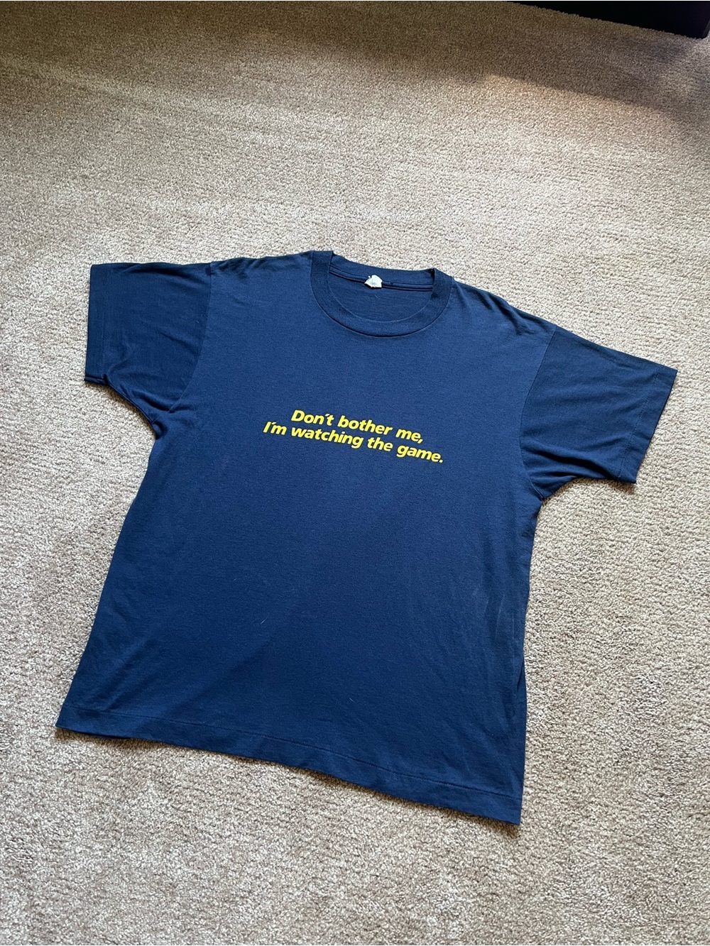 VTG 80’s “Don’t Bother Me The Game Is On” Blue Tee - Picture 2 of 5